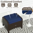 thumbnail image 5 of YYAo Footstool Ottoman Seat,2 Pieces Outdoor Patio PE Wicker Ottomans with Removable Cushions-Navy, 5 of 10