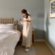 thumbnail image 3 of Camisón de gasa de doble capa de algodón de Corea del Sur, diseño con volantes, vestido largo, pijama para mujer, ropa de casa, 3 of 6