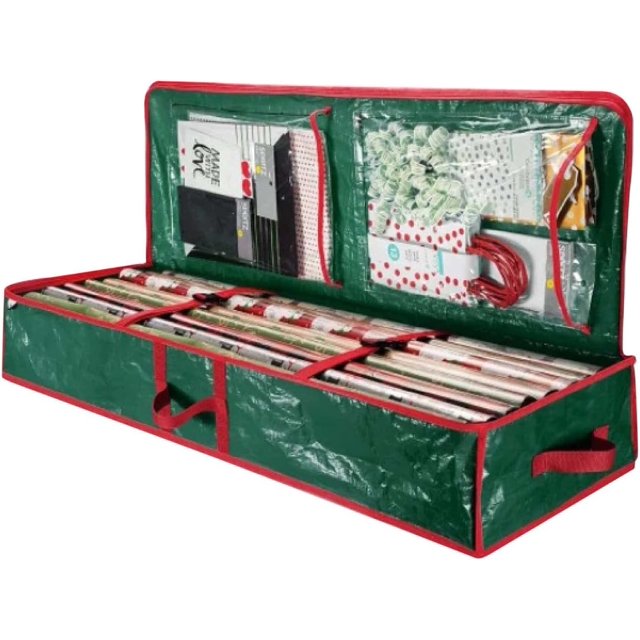 Conteneurs de Rangement pour Papier Cadeau de Noël, Sacs de Rangement avec Fermeture Éclair et Poignées, Rangement sous le Lit pour Décorations, Sacs pour Rouleaux, Rubans, Nœuds (g)