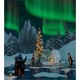 thumbnail image 3 of Aurora Borealis Duvet Cover Set, Penguins on Frozen Lake with Christmas Tree Noel Arctic Circle Design, Decorative 3 Piece Bedding Set with 2 Pillow Shams, Queen Size, Lime Green Grey, by Ambesonne, 3 of 3