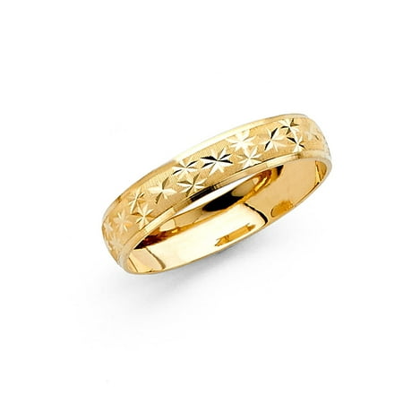 gold ring band diamond cut yellow dome mens star 14k milgrain satin finish solid mm womens walmart dialog displays option