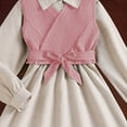 thumbnail image 7 of SERTG Girls Solid Color Corduroy Dress and Vest Set Long Sleeve Notch Collar Kids Spring Fall Fashion Casual 2 Piece Outfit Skirts(Pink,9-10 Years), 7 of 7