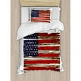 thumbnail image 3 of Primitive Country Duvet Cover Set Queen Size, United States Flag Painted Wooden Planks 4th of July Design Illustration, Decorative 3 Piece Bedding Set with 2 Pillow Shams, Multicolor, by Ambesonne, 3 of 3