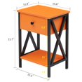 thumbnail image 3 of VECELO Nightstands Set of 2, Industrial End Table with 1-Drawer & Storage Shelf, Small Bedside Table Organizer for Small Space, Side Table for Bedroom Living Room, Orange, 3 of 9