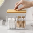 thumbnail image 6 of Giaone Sturdy Wood Lid Qtip Holder Storage Container Convenient for Bathroom Cotton Covers Swabs Pad and Hair Bands Organizers, 6 of 15