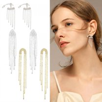 DESIGNICE 3 Pairs Statement Earrings for Women,Elongated Beauty Tassel Drop Earrings,Gold Earrings for Women Wife Girlfriend Fashion Jewelry Accessories Gift,Style4