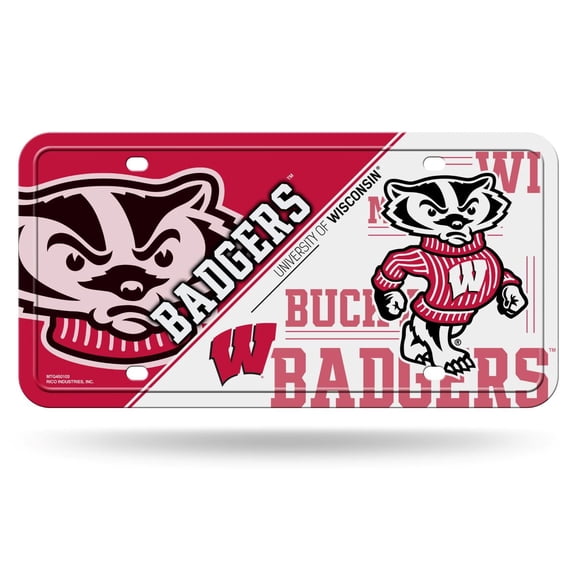 Wisconsin NCAA Badgers Multi-Color Standard 12x6 Metal License Plate Auto Tag