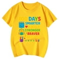 thumbnail image 4 of Letdown 100 Days of School Preppy 100th Day of School Kids T-Shirt For Toddler And Teens Cute Cartoon Print Crew Neck Comfy Summer Top (Yellow,10-11 Years), 4 of 4