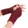 thumbnail image 1 of Women's Ribbed Wrist Arm Warmers Stretchy Cable Knitted Fingerless Gloves, 1 of 5