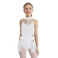 thumbnail image 2 of Yhong Robe de Danse Latine à Franges pour Filles, Justaucorps Sans Manches Scintillant, Jupe à Franges, Tenue de Danse Tango Rumba Samba, Blanc 16, 2 of 5