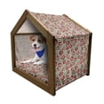 thumbnail image 1 of Floral Pet House, Vintage Classic with Scottish Houndstooth Vivid Rose Florets Feminine Pattern, Outdoor & Indoor Portable Dog Kennel with Pillow and Cover, 5 Sizes, Hunter Green Ruby, by Ambesonne, 1 of 5