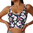 thumbnail image 3 of Goofa Rabbit And Rose Printed Sports Bras for Women, High Impact Running Bra Workout Crop Tank Tops Longline Sports Bra Push up-Large, 3 of 9