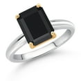 thumbnail image 2 of Gem Stone King 925 Silver and 10K Yellow Gold Ring Black Onyx Engagement Ring for Women (2.10 Cttw, Octagon 9X7MM, Gemstone December Birthstone, Available in Size 5, 6, 7, 8, 9), 2 of 4