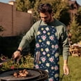 thumbnail image 4 of Pioneer Flower Floral Print Pattern Cotton Linen Apron with Pockets, Waterproof Adjustable, 33x27 Inch for Kitchen, Gardening, BBQ, Salon, 4 of 6