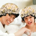 thumbnail image 6 of Shower Caps,Golden Retriever Waterproof Shower Cap for Women 4 Pieces,Double Reusable Hair Cover for Shower PEVA Elastic Stretch Hem, 6 of 7