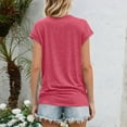 thumbnail image 5 of Cap Sleeve Top Womens Loose Fit Comfort Crewneck Casual T-Shirt for Summer Pink S, 5 of 5
