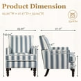 thumbnail image 2 of Villeston Mid-Century Accent Chair Solid Print Removable Back Cushion Armchair, Blue Stripes, 2 of 6