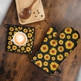 thumbnail image 5 of Black Sunflower Kitchen Oven Mitt and Pot Holder Sets 2 Pcs for Baking, Cooking and Grilling, Heat Resistant Up To 392 °F, 5 of 7