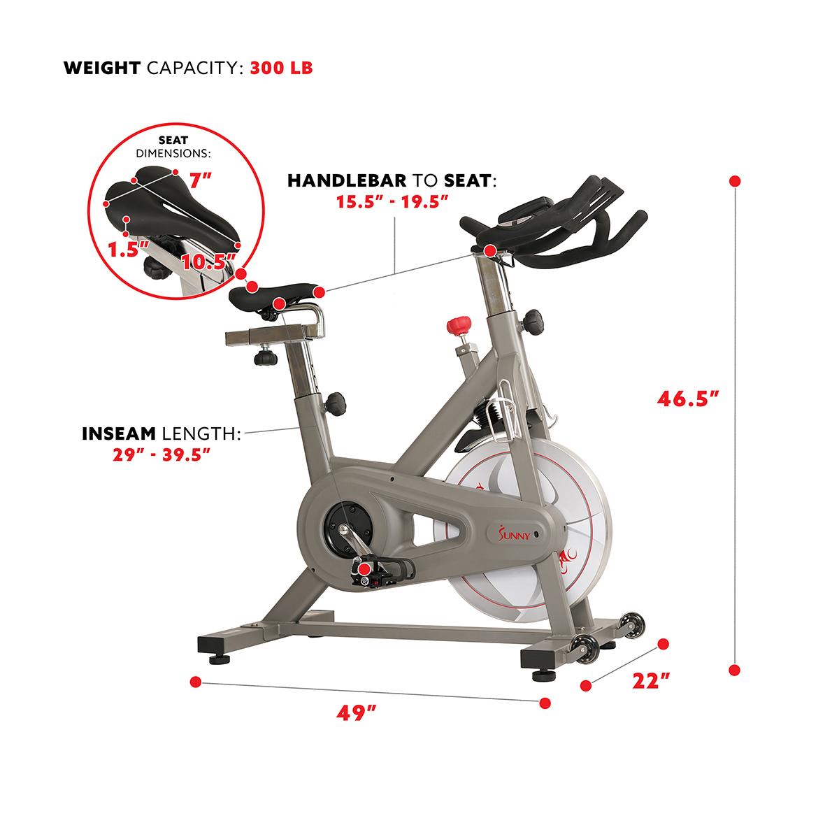 Sunny Health & Fitness Synergy Pro Magnetic Indoor Cycling Bike - SF-B1851 - image 6 of 13