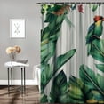 thumbnail image 2 of Orinice Tropical Leaves and Paradise Bird,Watercolor Green Leaves on a White Background Shower Curtain Sets for Bathroom Fabric Machine Washable Digital Printing Decor with 12 Hooks,  69x72, 2 of 7