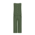 thumbnail image 3 of Cropped Linen Pants Set, Sleeveless Tank Tops and High Waisted Capris Suit, Summer Vacation Casual Outfits with Pockets Summer Outfits for Women 2025 Vacation Green M, 3 of 9