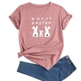 thumbnail image 3 of Tfken Easter Women Tees Bunny Print Crew Neck Short Sleeve Summer Easter Party Women Casual Shirts Female Comfortable Outfit Pink Size L, 3 of 3