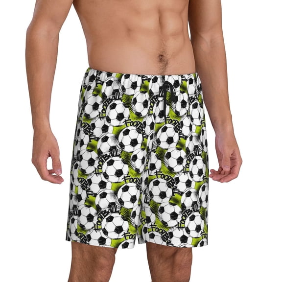 Picia Soccer and Football Pajama Shorts for Men, Men's Pajama Bottoms, Sleepwear,Short Pajama Pants-XX-Large