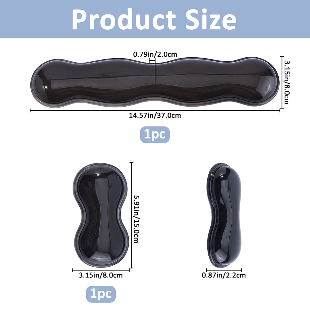 2Pcs 2 Styles Silicone Keyboard Wrist Rest Clear 150~370x80x20~22mm 1pc/style for diy