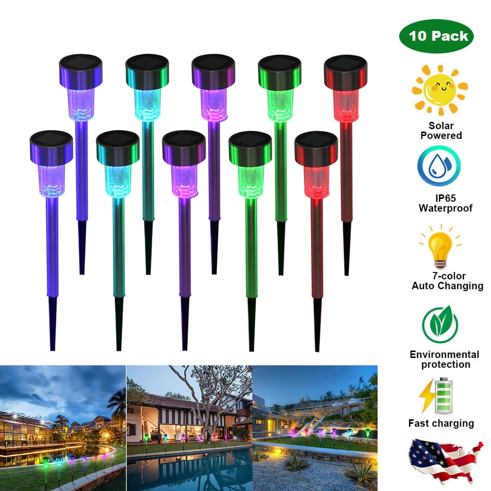 Solar Lights Outdoor, 10 Pack 7 Color Changing Outdoor Solar Lights