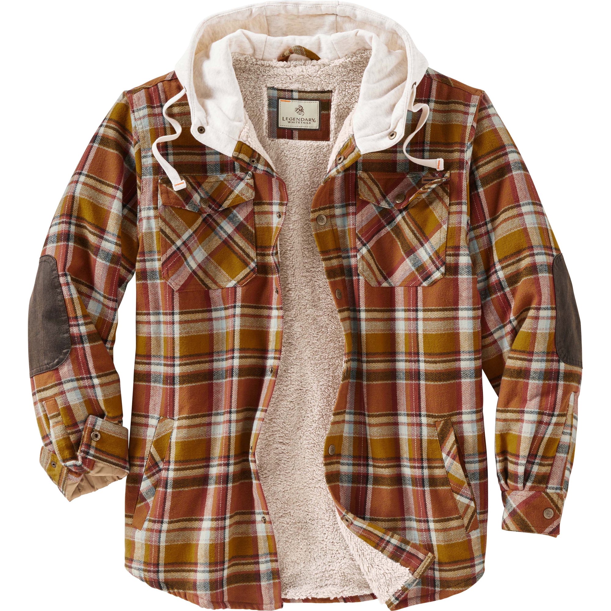 Legendary Whitetails Men's Camp Night Berber Lined Hooded Flannel Shirt  Jacket - Walmart.com
