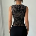 thumbnail image 4 of ZQUUVOU Tank Top For Women Summer Mesh Lace Breathable V Neck Tops (Black,S), 4 of 7