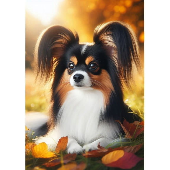 Papillon Tri -  Best of Breed DCR Falling Leaves House Flag