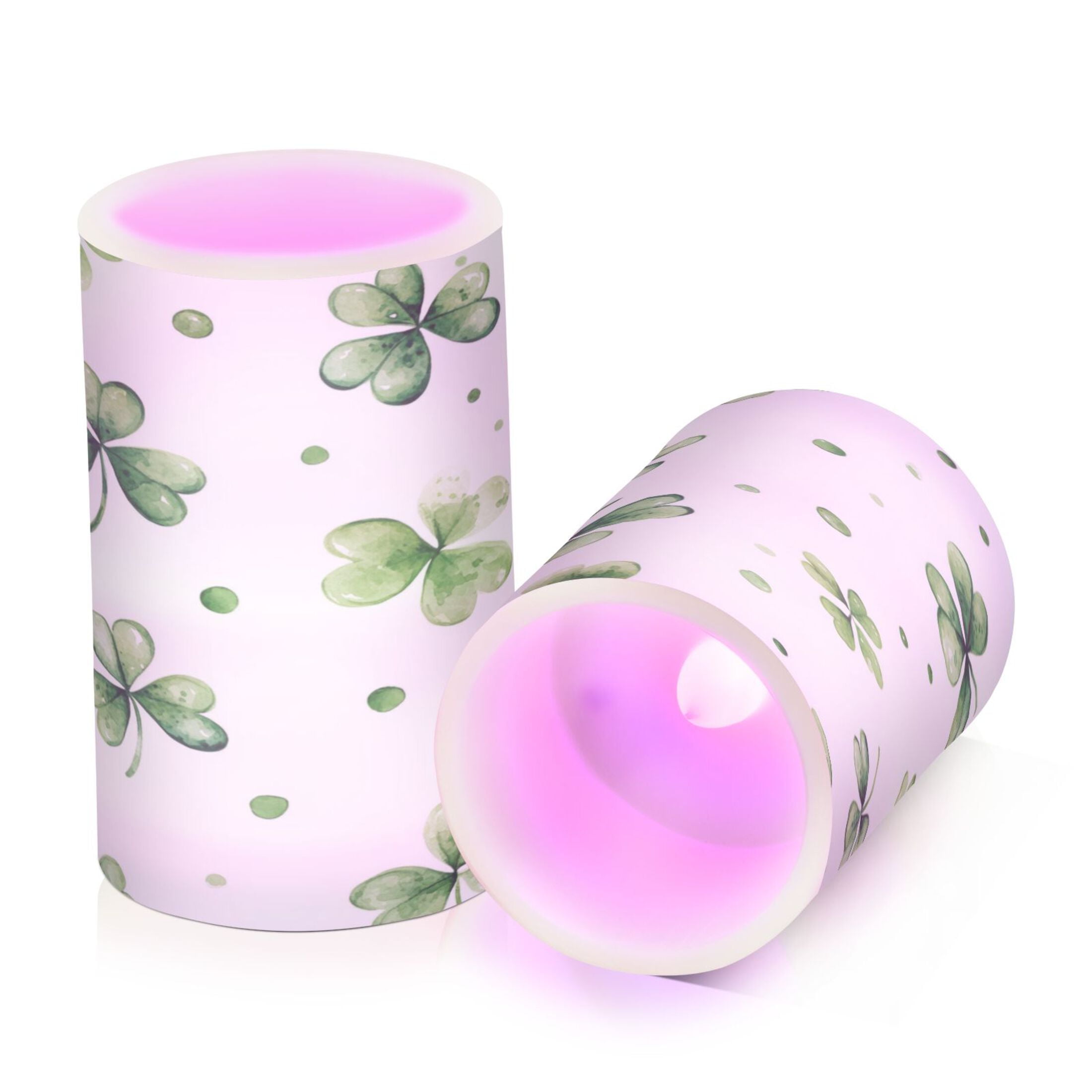 2 PCS Flameless Candles with Remote Timer LED Battery Operated Flickering Candle Light for Wedding Table Home Decoration Gifts Shamrock Leaves