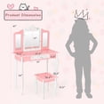 thumbnail image 2 of Gymax Kids Vanity Princess Makeup Dressing Table Chair Set W/ Tri-folding Mirror Pink, 2 of 10