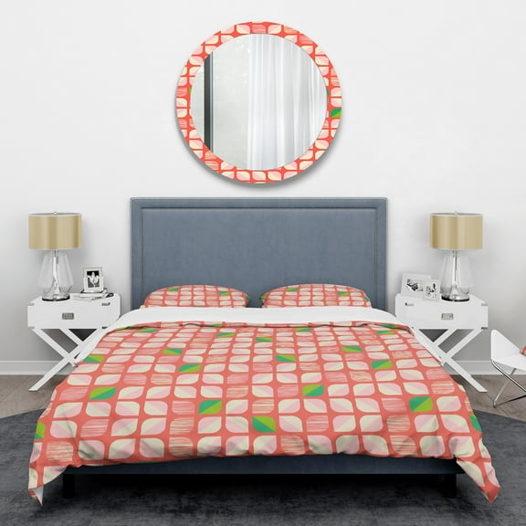Designart 'Abstract Retro Geometric Pattern VIII' Mid-Century Modern Duvet Cover Set