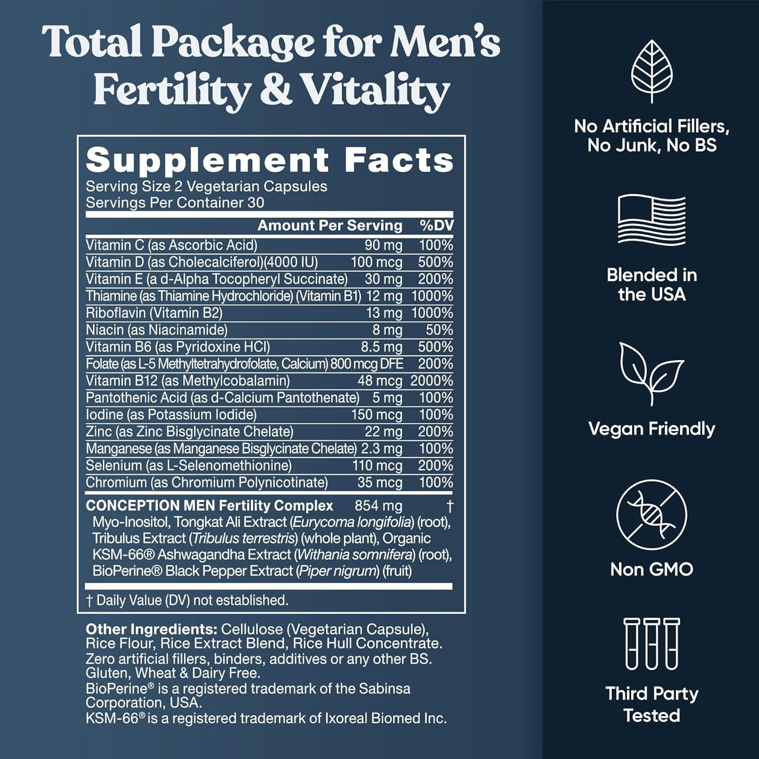 Men Fertility Supplements  Male Optimal Count & Healthy Volume Production  Zinc, Folate, Ashwagandha Pills  60 Vegetarian Soft Capsules