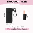 thumbnail image 2 of Uxcell 6 Pcs Lip Balm Holder Keychain, Knit Elastic Sleeves Lip Stick Holder Keychain Makeup Storage Case Charm for Women Travel Party Gift, Black, 2 of 6