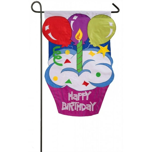 Evergreen Flag Applique Garden Happy Birthday Com Evergreen Flag Applique Garden Happy, Birthday Garden Flags