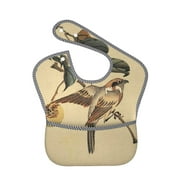 Bingfone Mess-Proof Baby Bib - Waterproof Bib For Baby Boy Or Girl With Food Catcher Pocket, Unisex-Vintage Bird