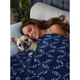 thumbnail image 3 of Navy Blue Twim Size Flat Sheet, Wrinkleproof & Fadeproof Cooling Flat Bed Sheet Only, Geometric Leaf Diamond Plaid Abstract Check Breathable Soft Bedding Top Sheets 66 x 96 Inches, 3 of 8
