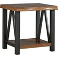 Weston Home Rustic Metal Base End Table with Natural Edge Table Top and