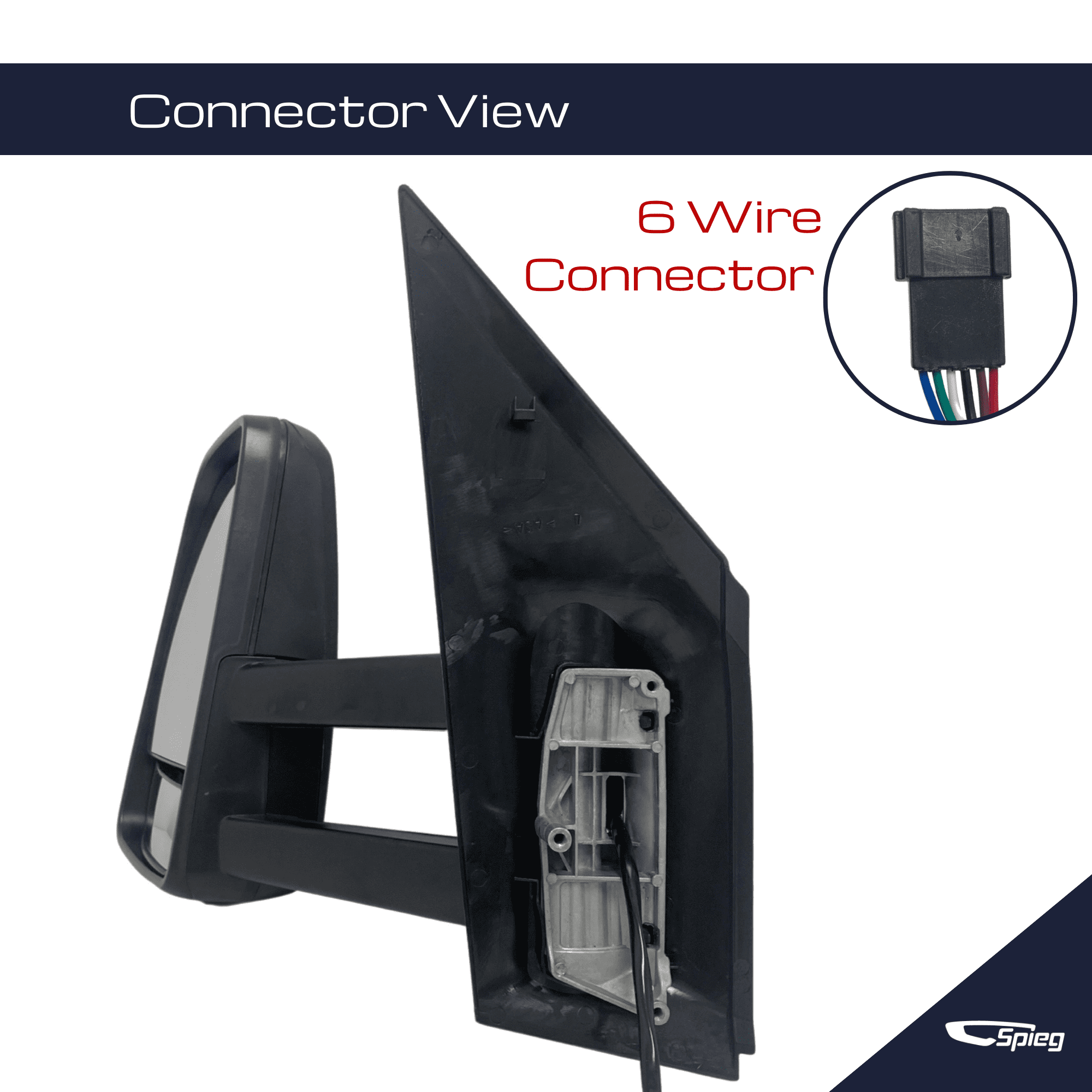 Spieg CH1320380 Long Arm Driver Side Mirror for 2007 - 2018 Dodge Mercedes Freightliner Sprinter | Left Side View Mirror Assembly Power Adj Heated Manual Folding Turn Signal Light | Textured 6 Pins