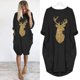 thumbnail image 4 of Vestido de Navidad rojo con estampado de Papá Noel para mujer, manga larga, elegante vestido suelto para fiesta de año nuevo, bata para mujer, ropa de Navidad 2023, 4 of 5