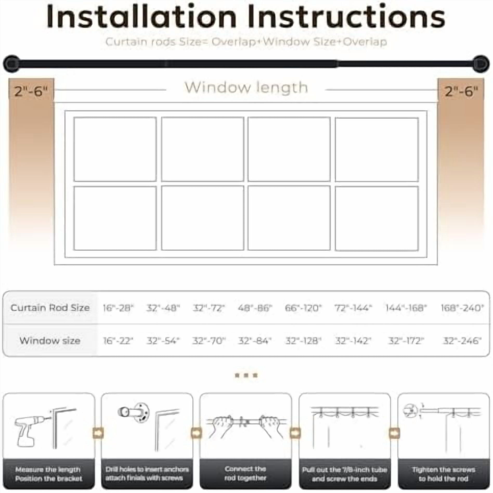 Curtain Rods for Windows 66 to 120, 1 Inch Industrial Wrap Around White Curtain Rod, Indoor/Outdoor Room Divider Adjustable Drapery Pole, 66"-120"