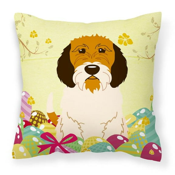 Caroline's Treasures BB6079PW1414 Easter Eggs Petit Basset Griffon Veenden Fabric Decorative Pillow , 14Hx14W,
