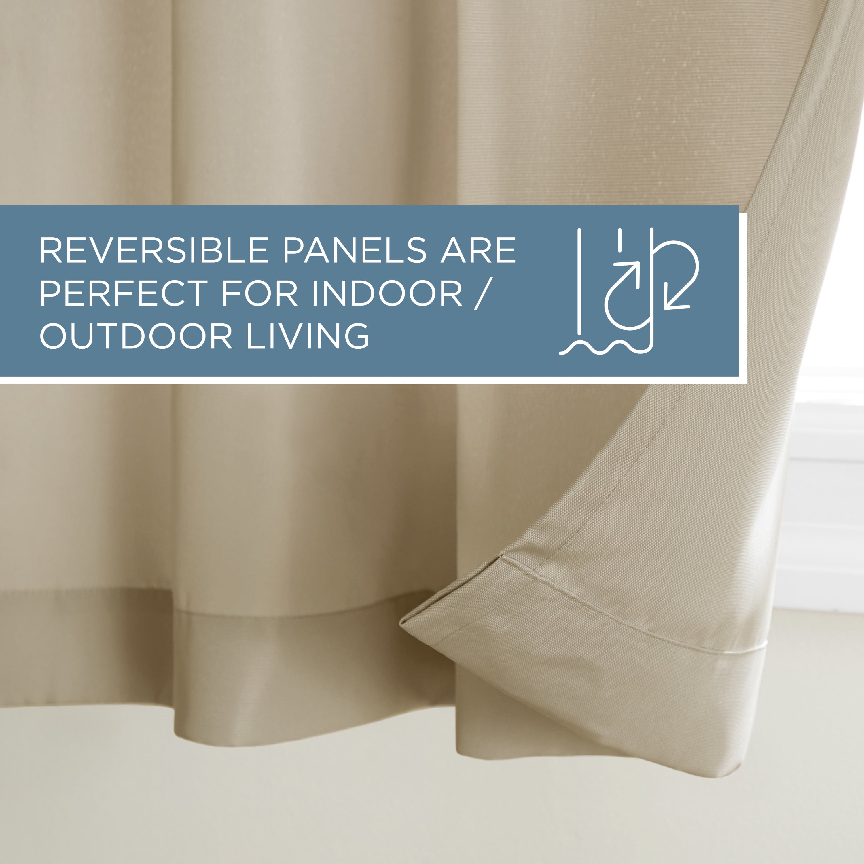 TOWN & COUNTRY BASICS Cabana Solid Heavyweight Indoor Outdoor Curtains, Light Filtering Opacity with Grommet Top, Water Repellent, 2-Pack Set, 54"x63", Taupe