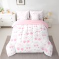thumbnail image 2 of Homewish Cherry Bowknot Child Bedding Comforter Set 7pcs, White Pink Cartoon King Bedding Sets, Kawaii Princess Ribbon Reversible Bed Sheets, Breathable Home Decor, 2 of 7