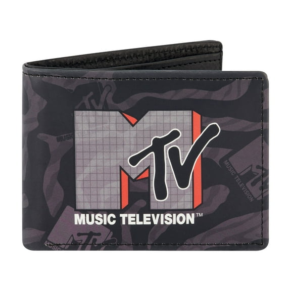 MTV Wallet, Slim Bifold Wallet with Decorative Tin Case for Men and Women, Dark Grey