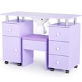 thumbnail image 7 of Ktaxon Nail Desk and Chair Set, Manicure Table Storage Station with 4 Drawers, Lockable Wheels, Purple, 7 of 7