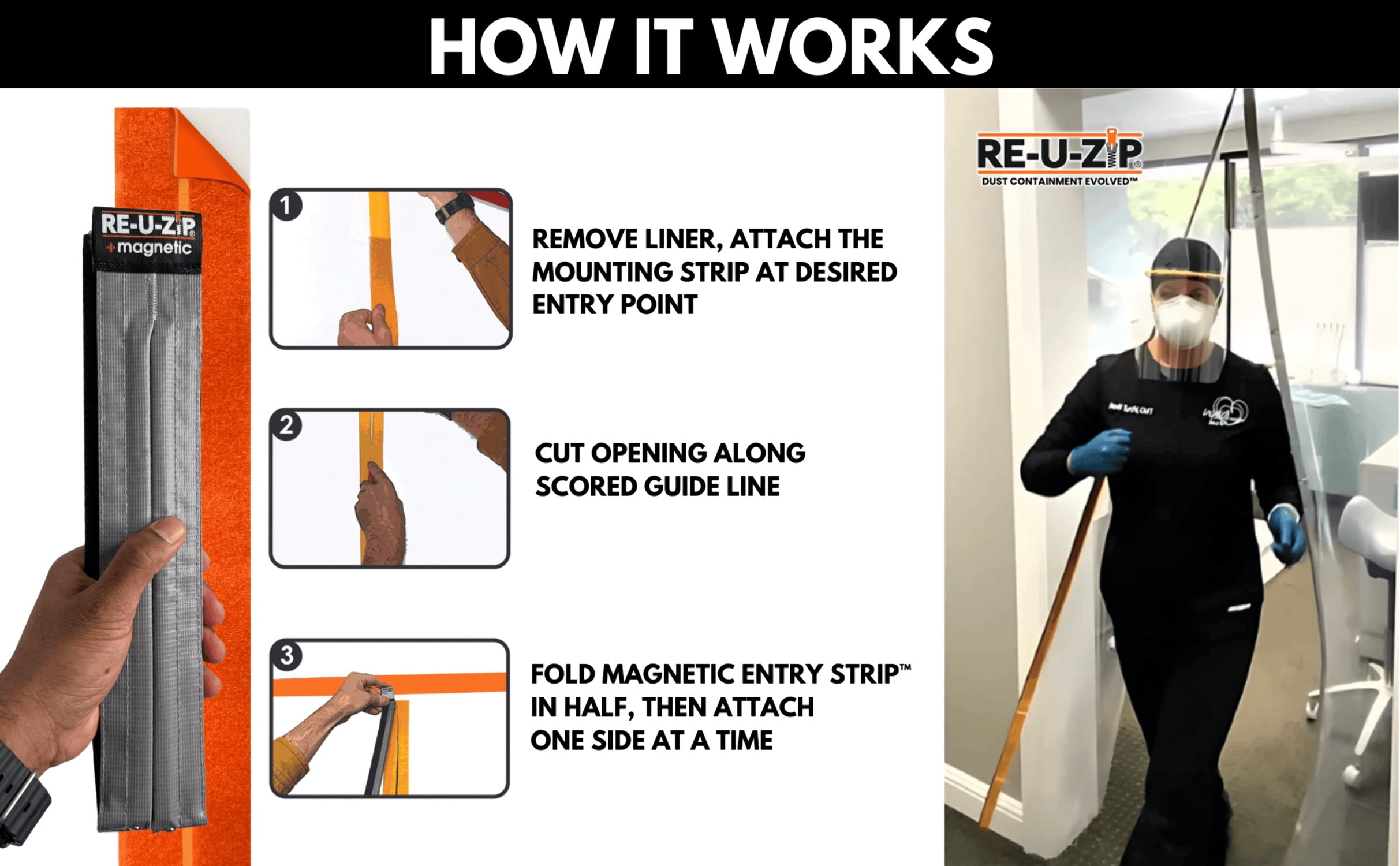 RE-U-ZIP® Self-Closing Magnetic Entry Strip™ | 6-Pack